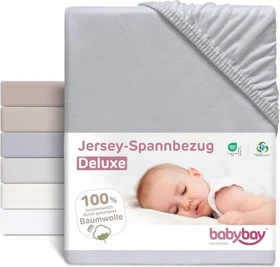 Babybay Jersey-Spannbezug Spannleintuch Maxi/Boxspring/Trend grau