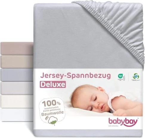 Babybay Jersey-Spannbezug Spannleintuch Maxi/Boxspring/Trend grau