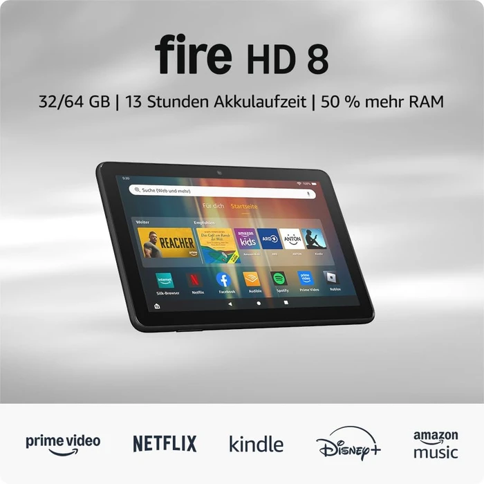 Amazon Fire HD 8 KFRAPWI 2024, mit Werbung, schwarz, 32GB
