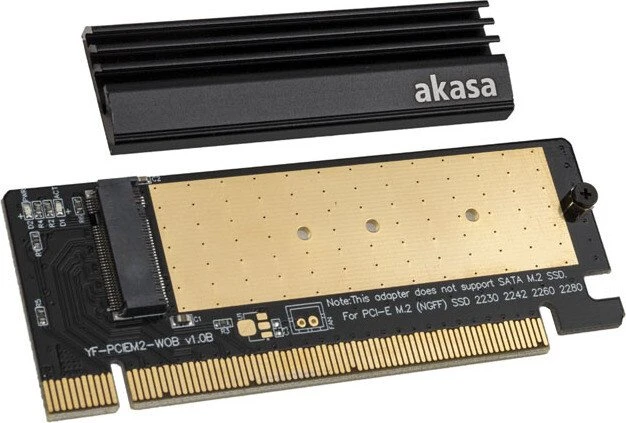 Akasa M.2 SSD to PCIe adapter card with heatsink cooler