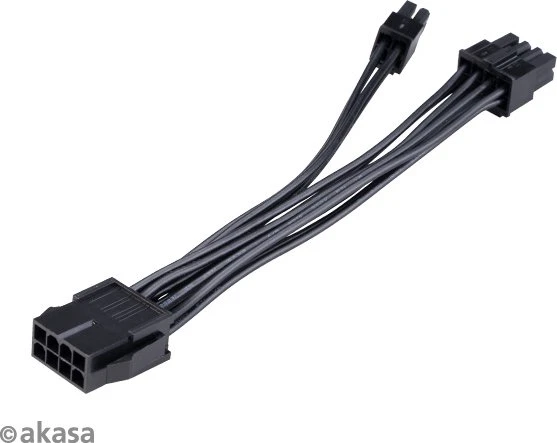 Akasa 8-Pin ATX Buchse auf 4/8-Pin ATX Stecker + 4-Pin ATX Stecker, Adapterkabel, 150mm