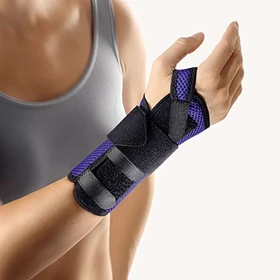 Bort Medical ManuStabil kurz Handgelenkbandage rechts Größe XS grau/blau, 1 Stück