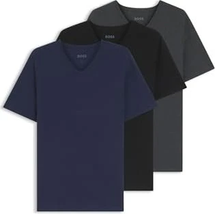 Hugo Boss V-Neck Baumwolle 3er-Pack T-Shirt kurzarm schwarz/grau/blau (Herren)