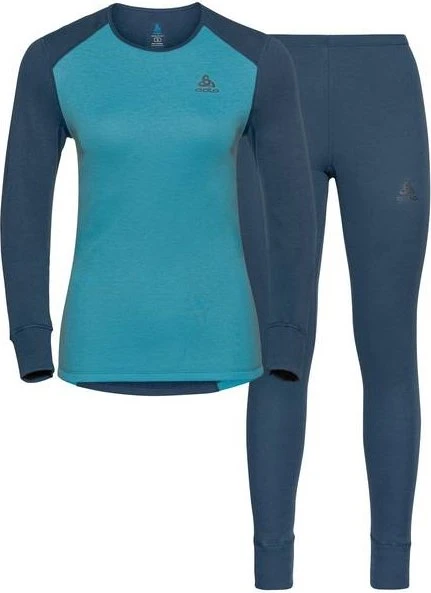 Odlo Active Warm Eco Set blue wing teal/reef waves (Damen)
