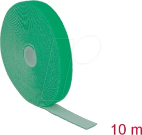 DeLOCK Klettband auf Rolle, 20mm, 10m, grün