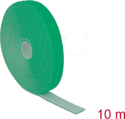 DeLOCK Klettband auf Rolle, 20mm, 10m, grün