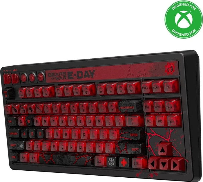 8BitDo Retro 87 Mechanical Keyboard - Gears of War E-Day Edition, Clear Blue, Cloud Gray Linear, USB/Bluetooth, US