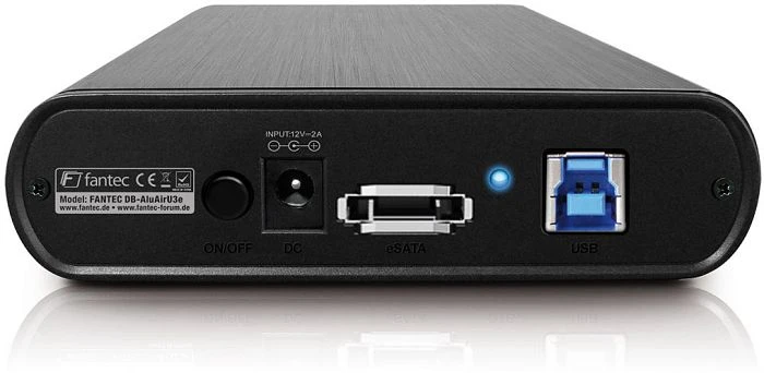 Fantec AluAir U3e schwarz, USB-B 3.0/eSATA