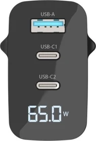 Sitecom 65W GaN Power Delivery Wall Charger with LED Display schwarz