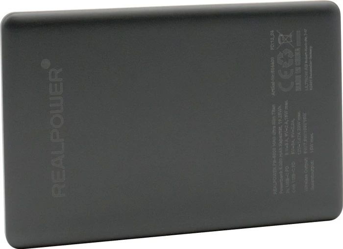 Ultron Powerbank RealPower PB-5000 MAG Ultra Slim grau/schwarz