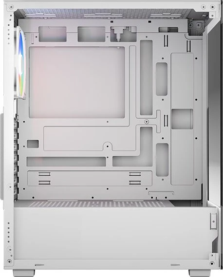 AeroCool Pivot White, inkl. 1x Lüfter, Lüfter LED Fixed RGB, Glasfenster