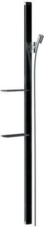 Hansgrohe Unica Brausestange E 150cm mit Isiflex Brauseschlauch 160cm und Ablagen schwarz/chrom