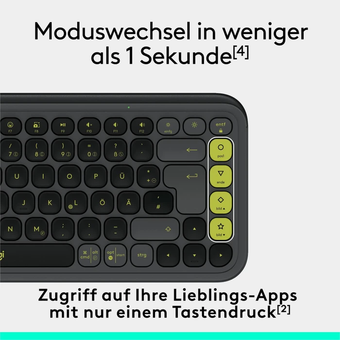 Logitech POP Icon Keys, Graphite & Green, Logi Bolt, USB/Bluetooth, DE