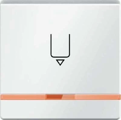 Berker Q.1/Q.3 Zentralstück mit Aufdruck für Taster Hotelcard mit roter Linse, polarweiß samt