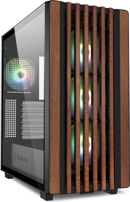 Sharkoon Rebel C70G RGB, schwarz/braun, Glasfenster