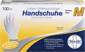 Param Latex puderfrei Einweghandschuhe M, 100 Stück