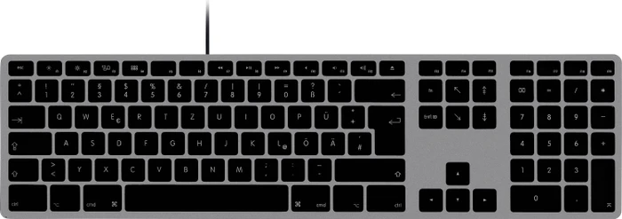 Matias Aluminum Wired Keyboard for Mac (USB-C), Space Gray, USB, DE
