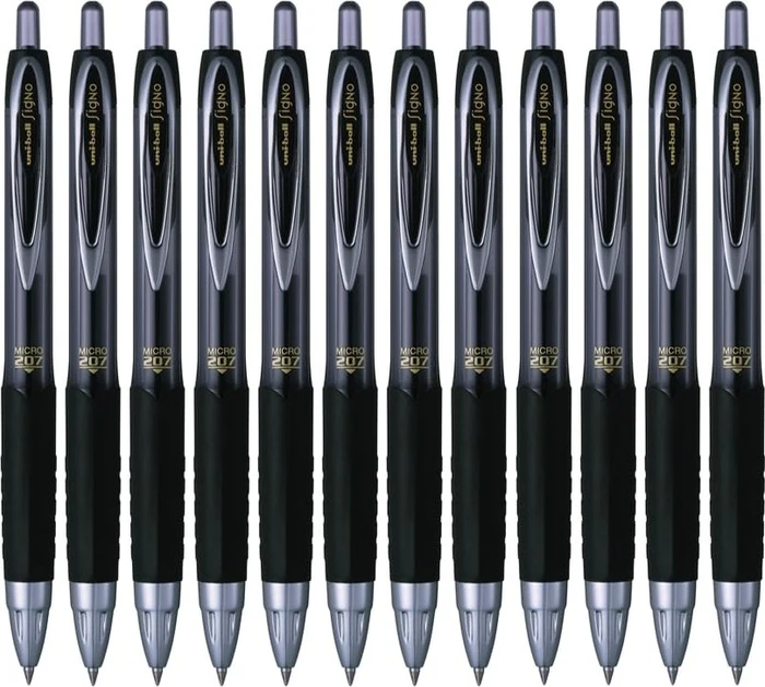 Uni-Ball Signo UMN-207 Gelroller schwarz/transparent, 12er-Pack