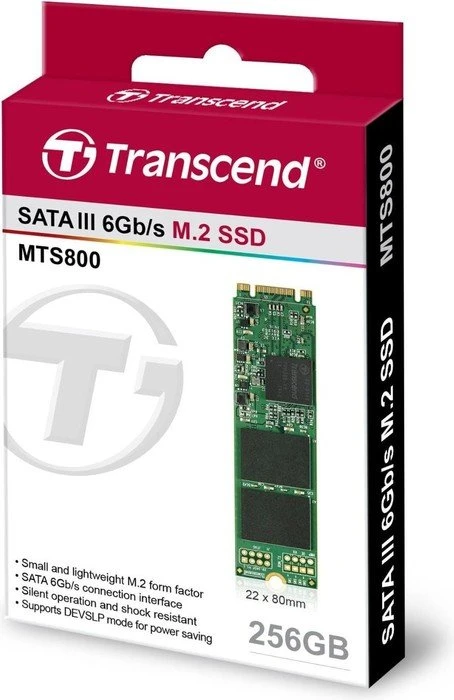 Transcend MTS800 SSD 256GB, M.2 2280 / B-M-Key / SATA 6Gb/s
