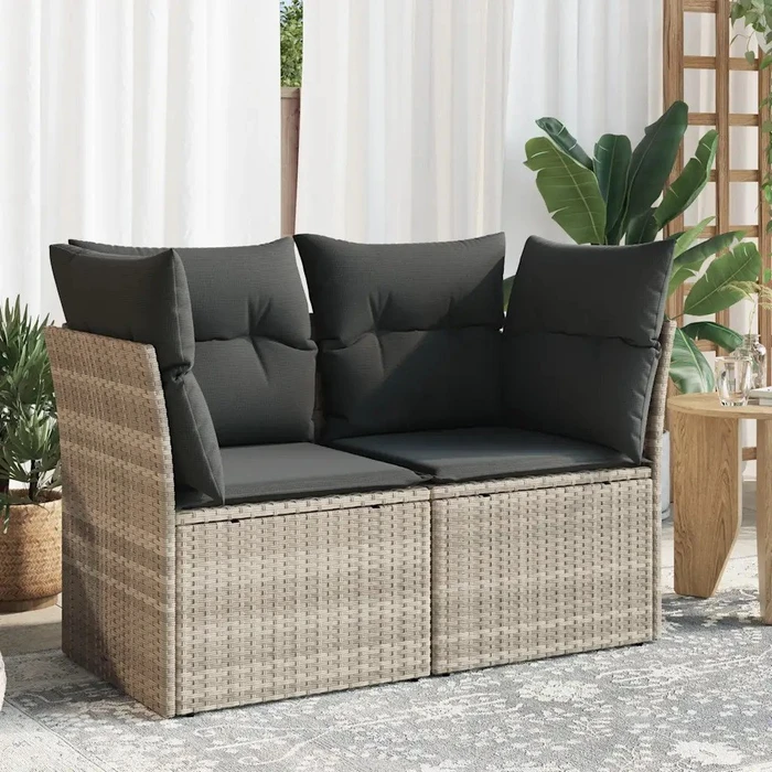 vidaXL Gartensofa/Gartenbox mit Kissen 124cm 2-Sitzer hellgrau