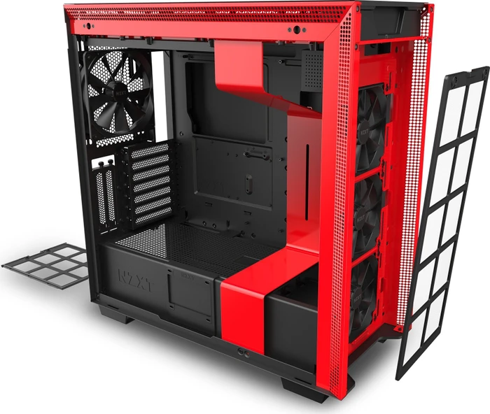NZXT H710i, schwarz/rot, Glasfenster