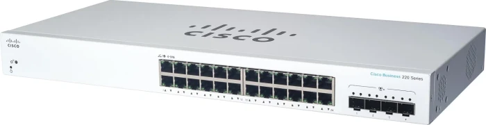 Cisco Business 220 Rackmount Gigabit Smart Switch, 24x RJ-45, 4x SFP+