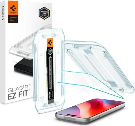 Spigen GLAS.tR EZ Fit Sensor Protection Screen Protector für Apple iPhone 17/17 Pro/16 Pro, 2er-Pack