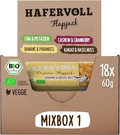 Hafervoll Organic Flapjack Mixed Box 1.08kg (18x 60g)