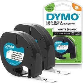 Dymo LetraTag Beschriftungsband, 12mm, schwarz/weiß
