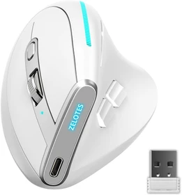 Zelotes F-36 Vertical Dual-Mode Wireless Mouse, weiß, USB/Bluetooth