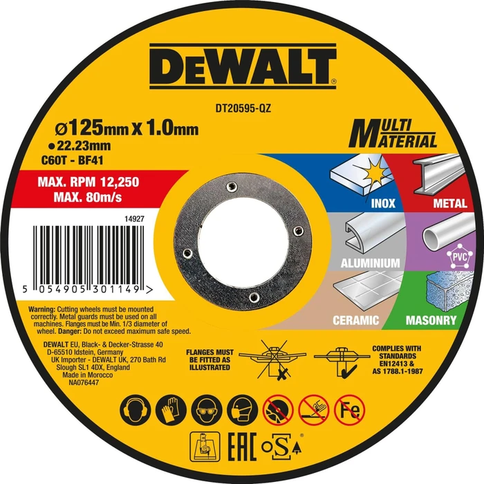 DeWalt DT20595 Multi Material Trennscheibe, 125x1x22.23mm, 1 Stück