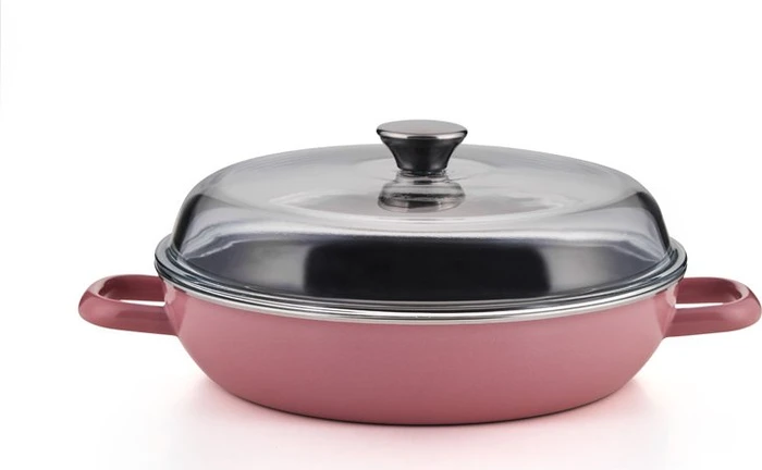 Riess Schmorpfanne mit Glasdeckel 24cm 1.5l rosa