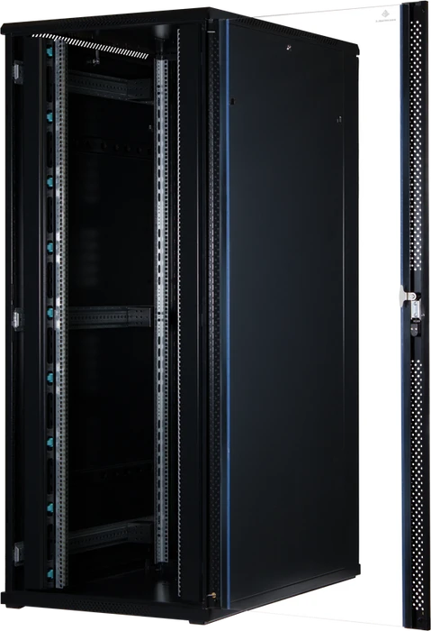 Rockstable 19" Serverschrank 42HE, Sicherheitsglastür, IP2X, schwarz, 1200mm tief