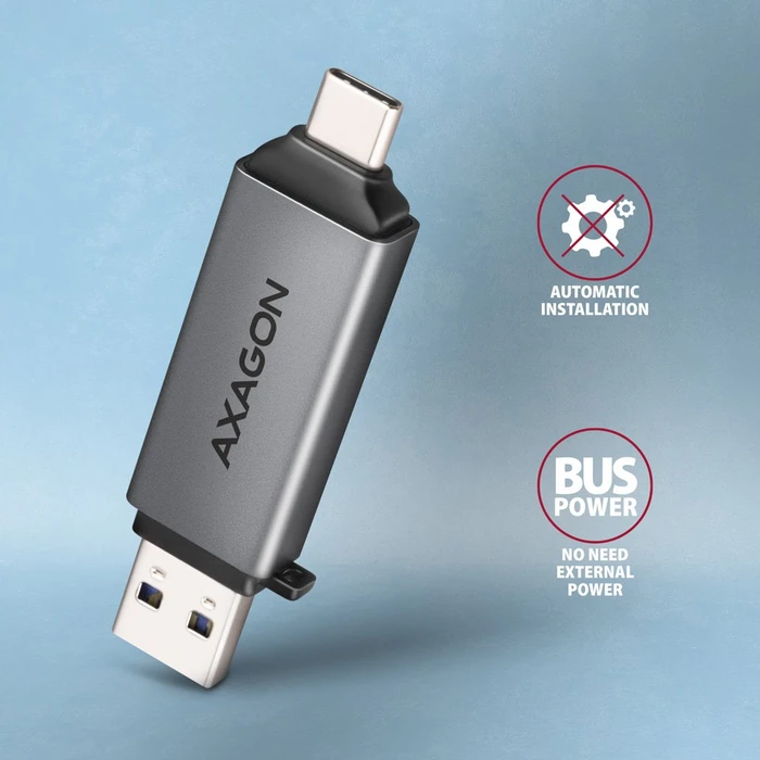 Axagon Dual-Slot-Cardreader, USB-C 3.0/USB-A 3.0 [Stecker]