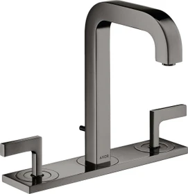 Hansgrohe Axor Citterio 3-Loch Waschbeckenarmatur mit Hebelgriffen und Platte polished black chrome