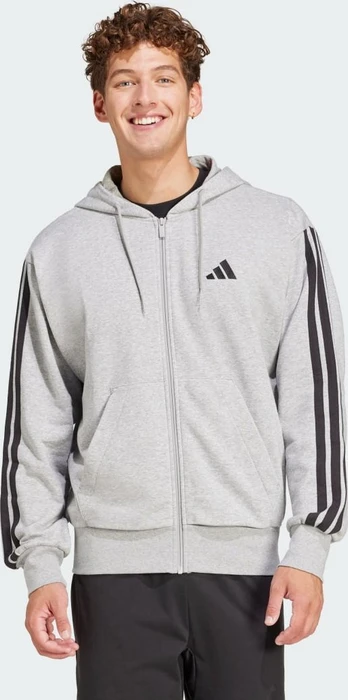 adidas Essentials 3-Streifen French Terry Hoodie medium grey heather/black (Herren)