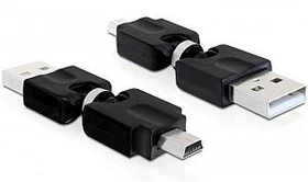 DeLOCK USB 2.0 Adapter, USB-A [Stecker] auf Mini-B [Stecker], mit Drehgelenk (65259)