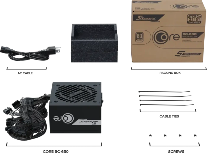 Seasonic Core BC-650 650W, ATX 3.1
