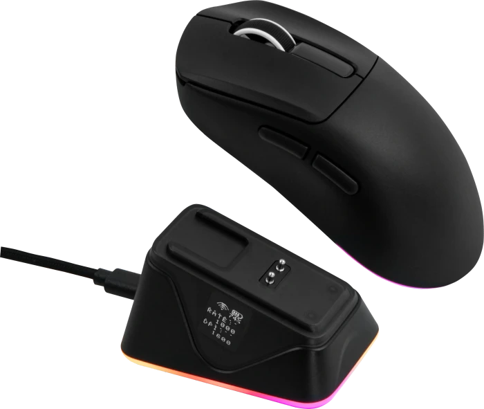 Epomaker Nex Lite Wireless Gaming Mouse mit Ladestation, schwarz, USB/Bluetooth