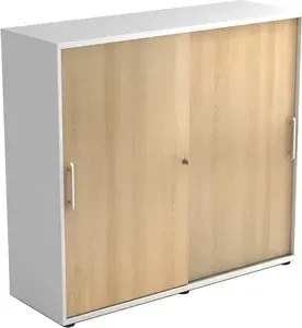 Hammerbacher Schiebetürenschrank 3OH V1753S, Relinggriff, weiß/eiche, Aktenschrank