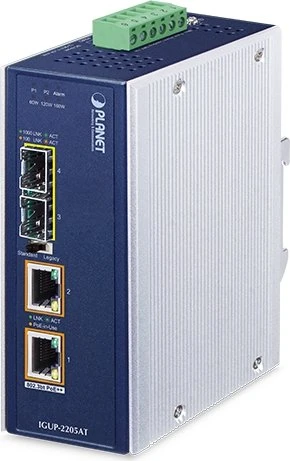 Planet IGUP-2205AT Industrial Gigabit Medienkonverter, 2x RJ-45, 2x SFP, 190W PoE++