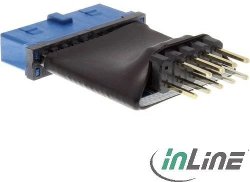 InLine USB 2.0 zu USB 3.0 Adapter, USB 3.0 19-Pin auf USB 2.0 Pfostenstecker intern