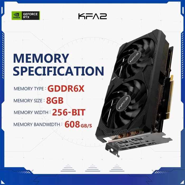 KFA2 GeForce RTX 3060 Ti Plus V2 (1-Click OC), 8GB GDDR6X, HDMI, 3x DP, bulk