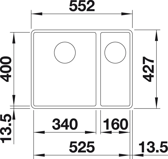 Blanco Subline 340/160-F Einbau Becken links mit Ablauffernbedienung weiß