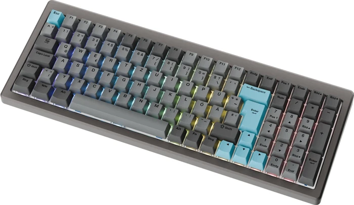 Ducky Cushion 98, Nickel, Shush Silent Green Tactile, USB/Bluetooth, DE
