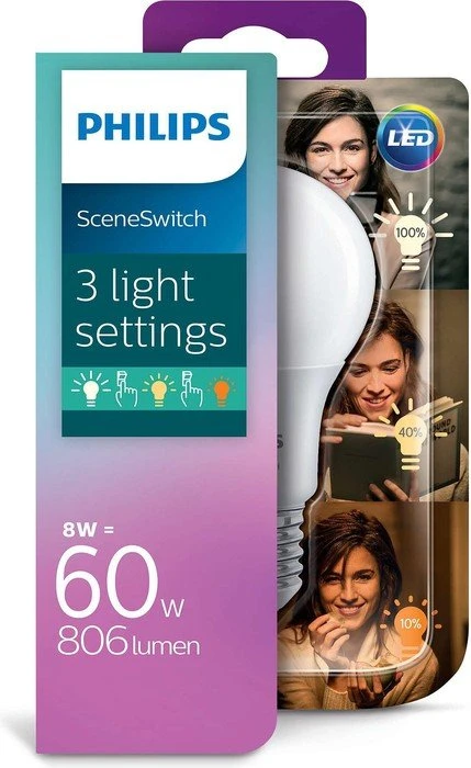 Philips SceneSwitch LED Birne E27 8W/WW