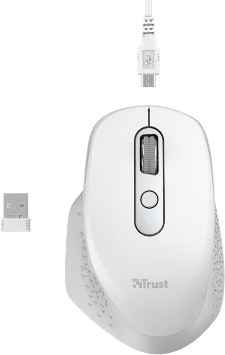 Trust Ozaa Rechargeable Wireless Mouse weiß, USB