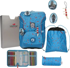 DerDieDas ErgoFlex Easy Exklusiv Superflash Blue Ice Schultaschen-Set, 5-tlg.