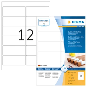 Herma Etiketten Outdoor, 99.1x42.3mm, wetterfest, weiß, matt, 40 Blatt (480 Etiketten)