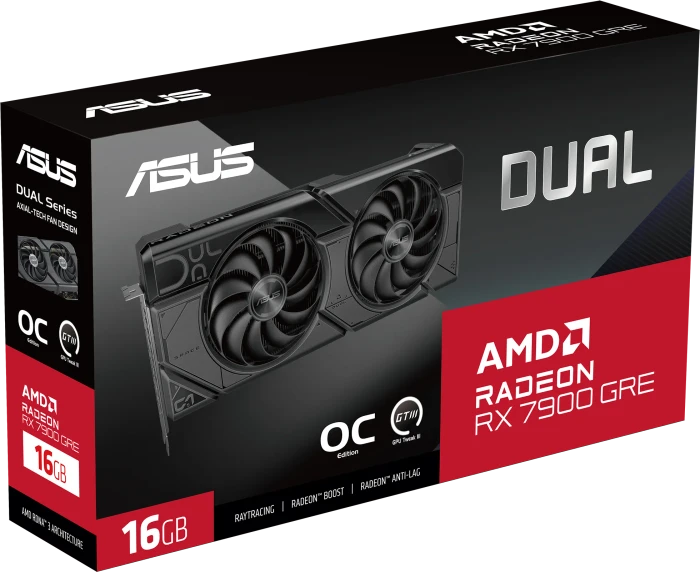 ASUS Dual Radeon RX 7900 GRE OC, DUAL-RX7900GRE-O16G, 16GB GDDR6, HDMI, 3x DP